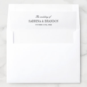 Elegant Black & White Wedding Envelope Liner