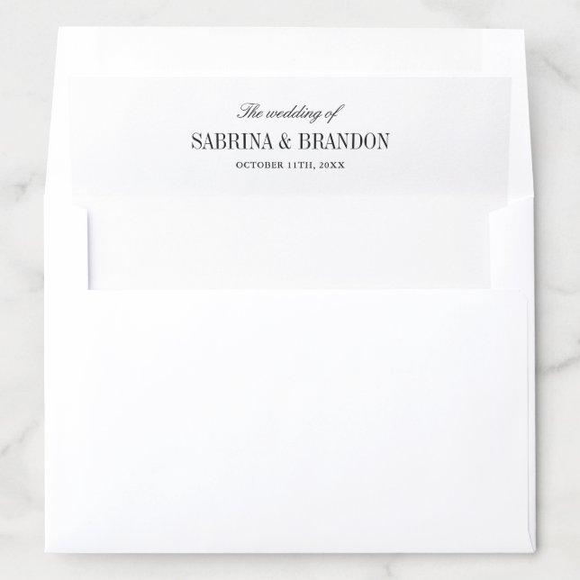 Elegant Black & White Wedding Envelope Liner (In Envelope)
