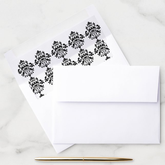 Elegant Black & White Wedding Envelope Liner (Desk)