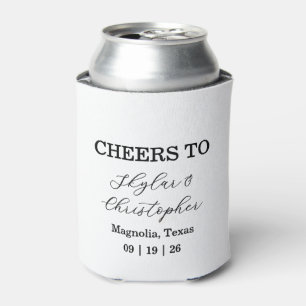 Elegant Black & White Wedding Favor Can Cooler