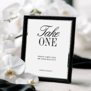Elegant Black & White Wedding Favor Sign