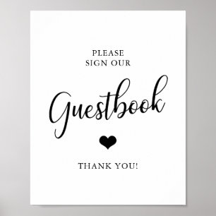 Elegant Black & White Wedding GUESTBOOK Sign