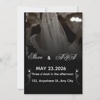 Elegant Black & White Wedding Invitation