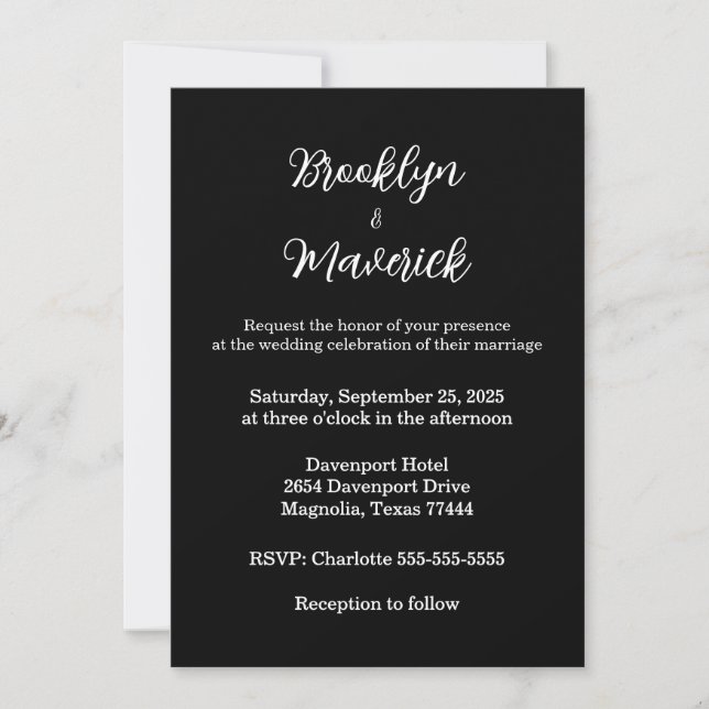 Elegant Black & White Wedding Invitation (Front)