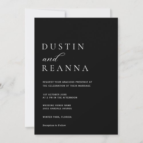 Elegant Black & White Wedding Invitation