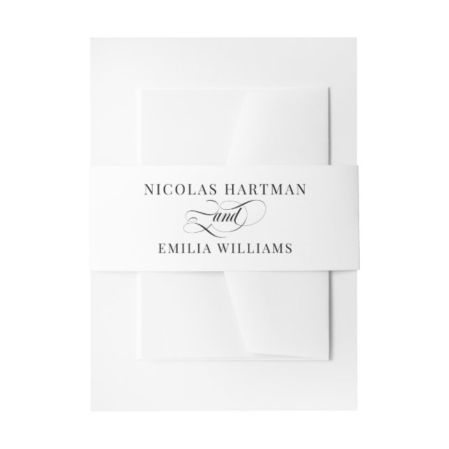 Elegant Black White Wedding Invitation Belly Band (Front Example)