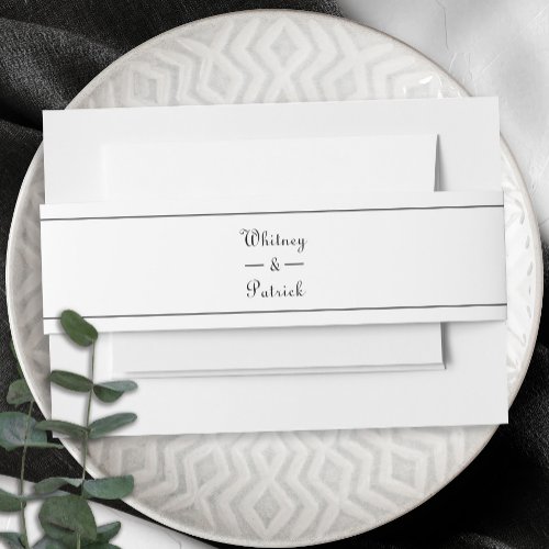 Elegant Black  White Wedding Invitation Formal Invitation Belly Band