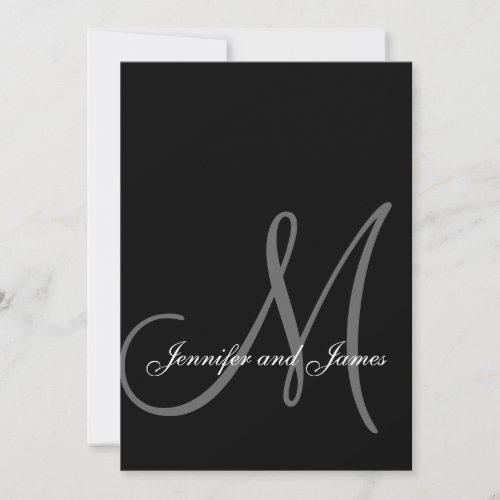 Elegant Black White Wedding Invitation Initial