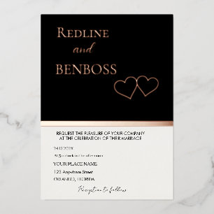 Elegant Black & white Wedding Invitation Rose Gold Foil Invitation