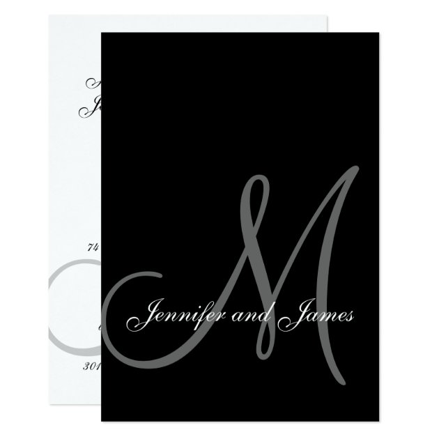 Elegant Black White Wedding Invitations Initial