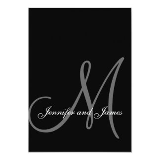 Elegant Black White Wedding Invitations Initial