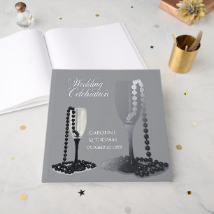 Elegant Black White Wedding Memory Keepsake Foil Guest Book