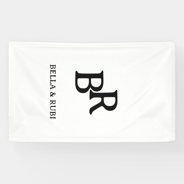 Elegant Black & White Wedding Monogram Design Banner (Horizontal)