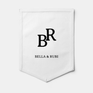 Elegant Black & White Wedding Monogram Design Pennant