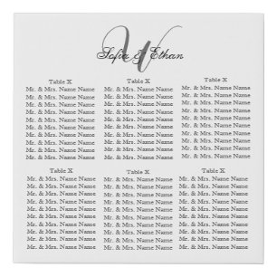 Elegant Black White Wedding Monogram Faux Canvas Print