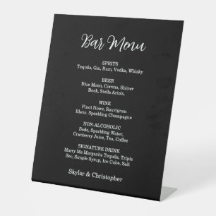 Elegant Black & White Wedding Pedestal Sign