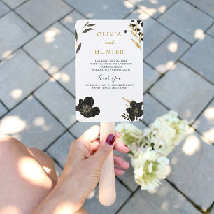 Elegant Black, White Wedding Photo Program Fans