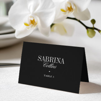 Elegant Black & White Wedding Place Card