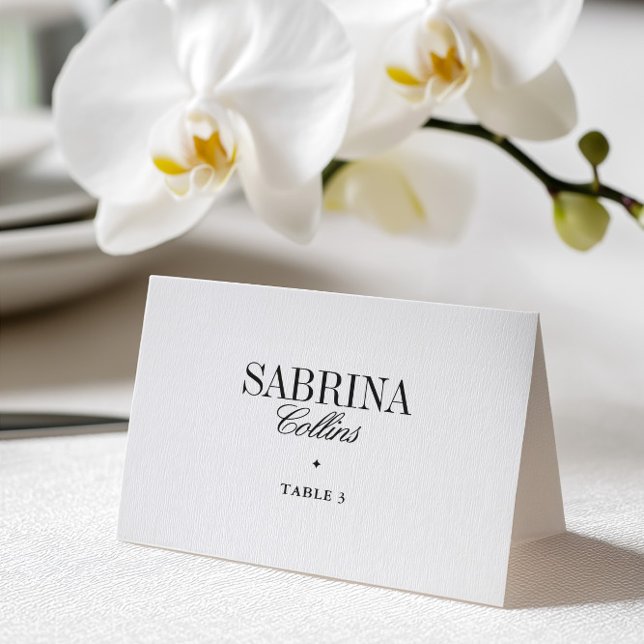 Elegant Black & White Wedding Place Card (Elegant Black & White Wedding Place Card)
