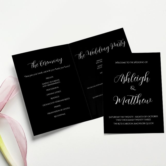 Elegant Black & White Wedding Program (Creator Uploaded)
