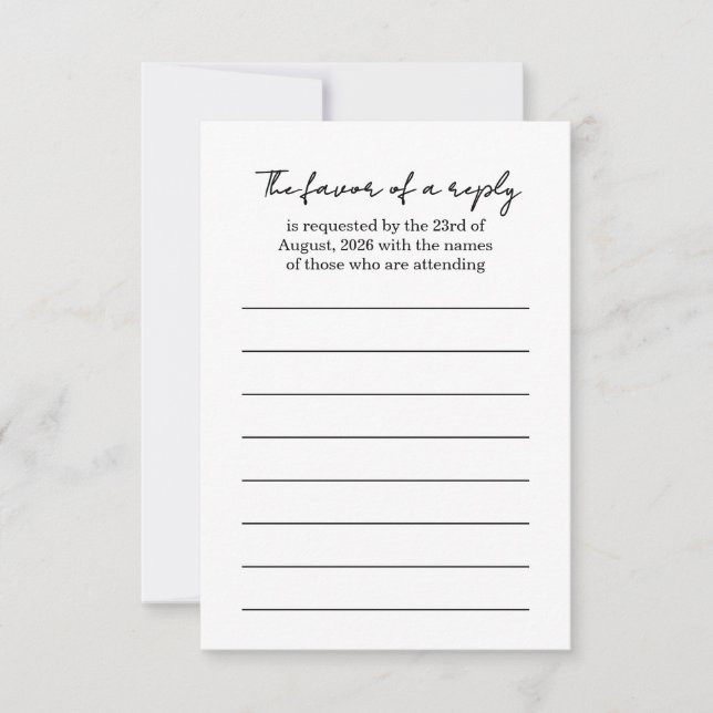 Elegant Black & White Wedding Response Card (Front)
