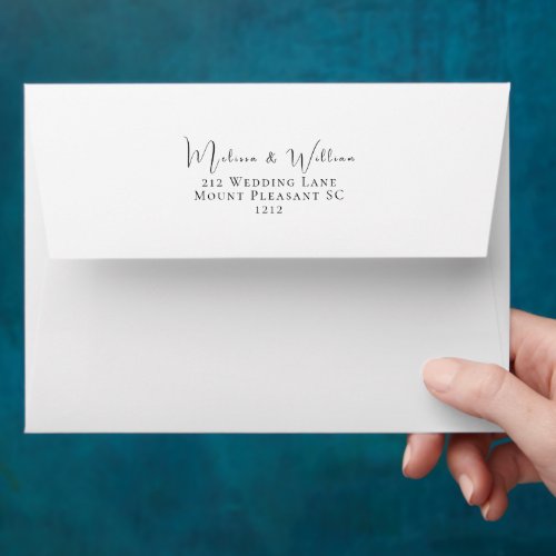 Elegant Black  White Wedding Return Address Envelope