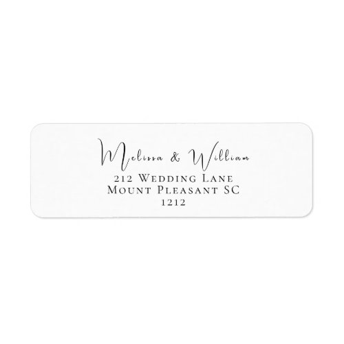 Elegant Black  White Wedding Return Address Label