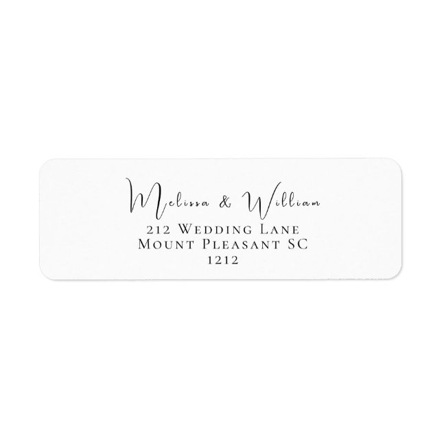 Elegant Black & White Wedding Return Address Label (Front)
