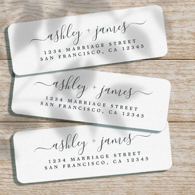 Elegant Black White Wedding Return Address Label (Creator Uploaded)
