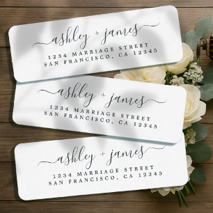 Elegant Black White Wedding Return Address Label