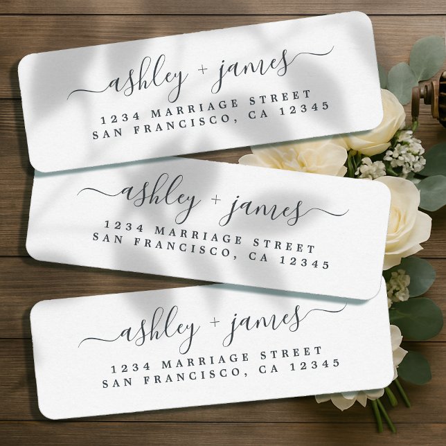 Elegant Black White Wedding Return Address Label (Creator Uploaded)
