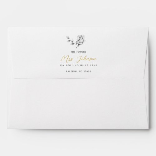 Elegant Black White Wedding Return Address Label  Envelope