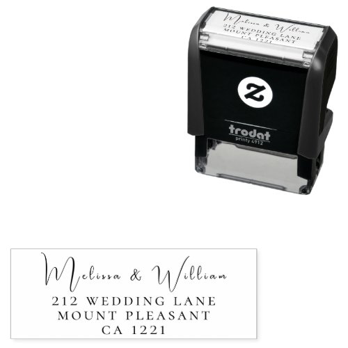 Elegant Black  White Wedding Return Address Self_inking Stamp