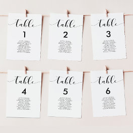 Elegant black & white wedding seating chart cards