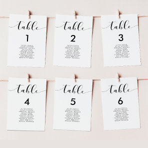 Elegant black & white wedding seating chart cards