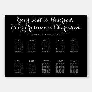 Elegant Black & White Wedding Seating Chart Foam Board