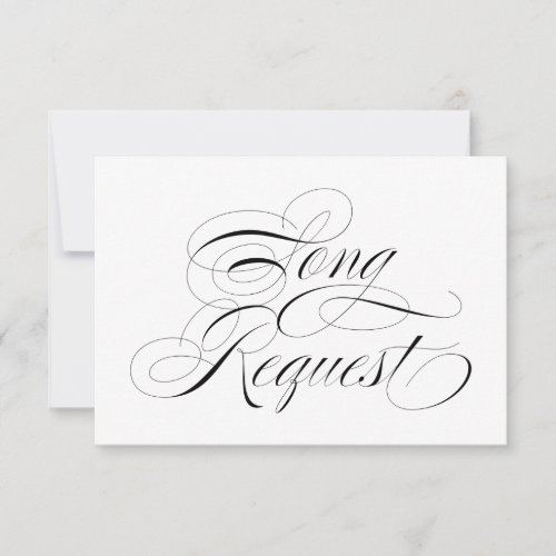 Elegant Black  White Wedding Song Request Card