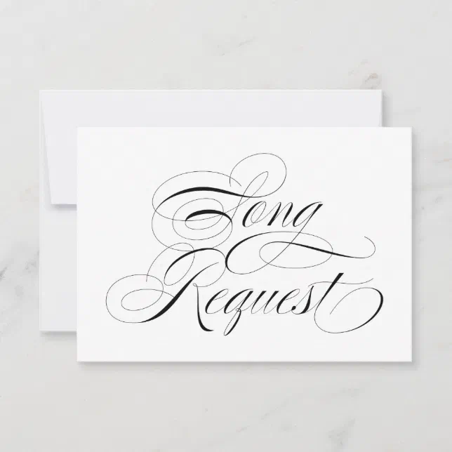 Elegant Black & White Wedding Song Request Card Zazzle