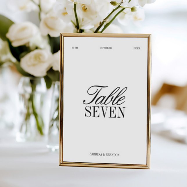 Elegant Black & White Wedding Table Number (Elegant Black & White Wedding Table Number)