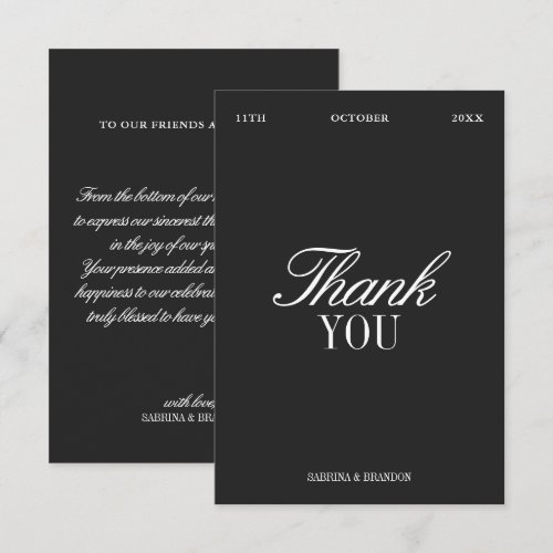 Elegant Black & White Wedding Thank You Card
