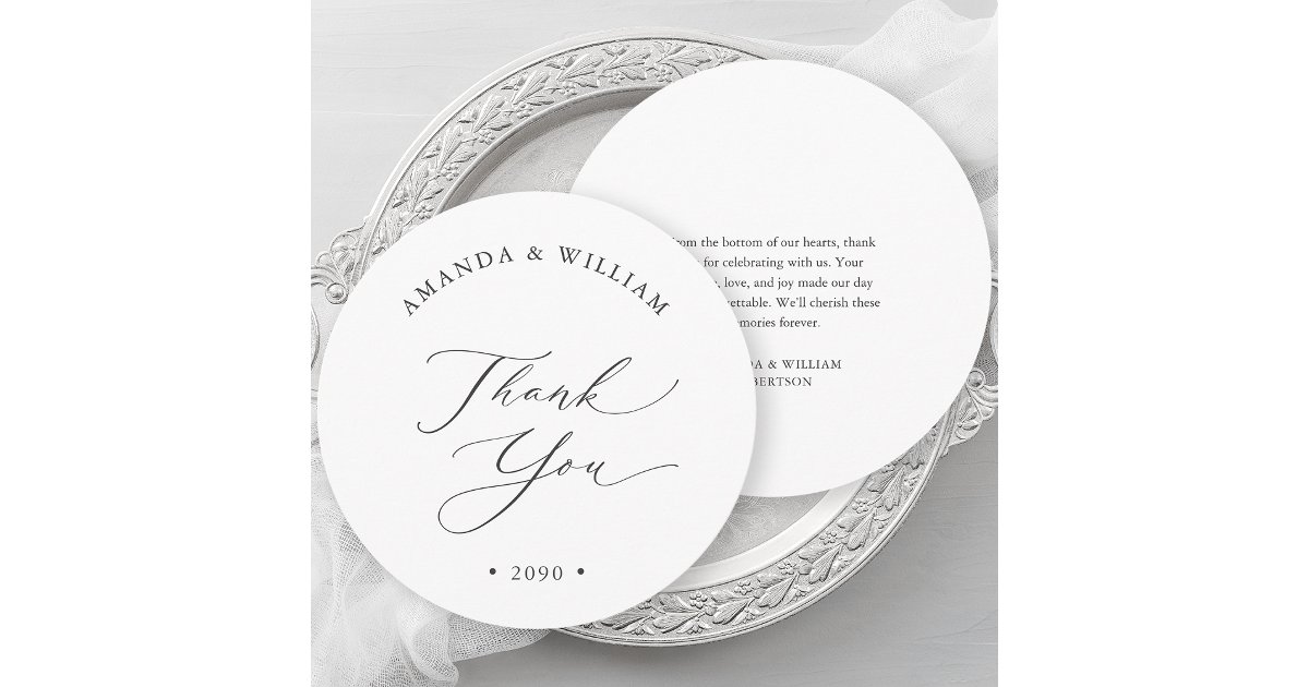 Elegant Black & White Wedding Thank You Card | Zazzle