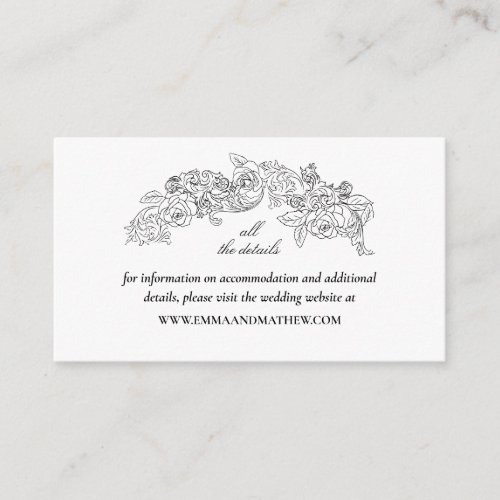 Elegant Black White Wedding Website Enclosure Card