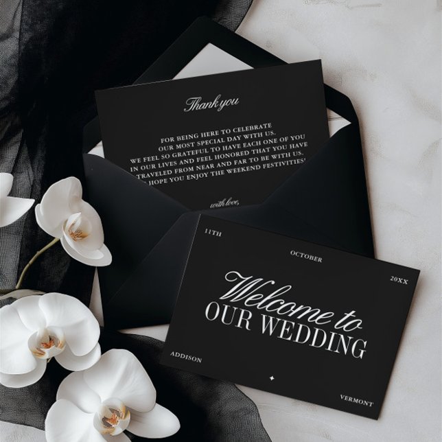 Elegant Black & White Wedding Welcome Card (Elegant Black & White Wedding Welcome Card)