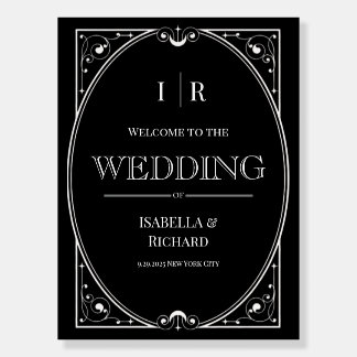 Elegant Black & White Wedding Welcome Foam Boards
