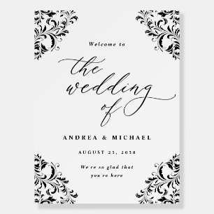 Elegant Black & White Wedding Welcome Sign Vintage