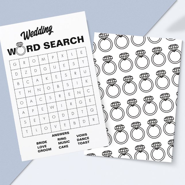 Elegant Black & White Wedding Word Search Game   (Printable Wedding Word Search – A Fun Game for Bridal Showers & Receptions!)