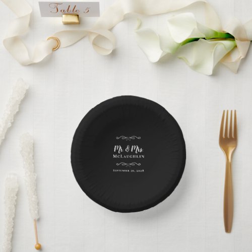 Elegant Black  White Weddings Mr  Mrs Party Paper Bowls