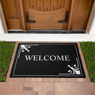 Elegant black &white welcome doormat