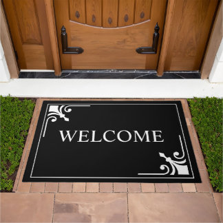 Elegant black &white welcome doormat