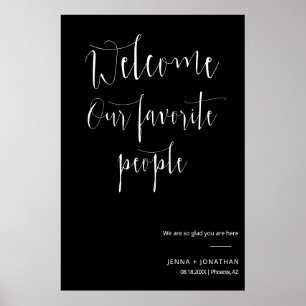Elegant Black White Welcome Wedding Ceremony Sign